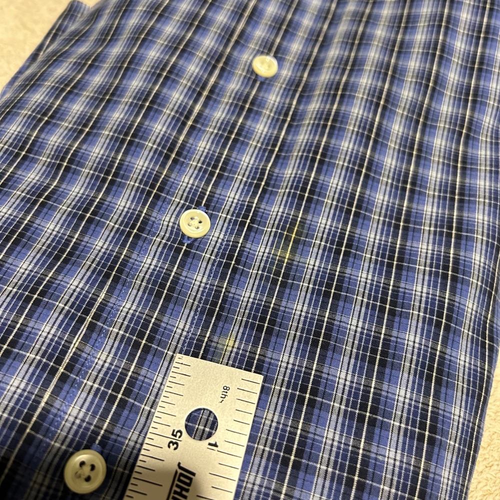 Ralph Lauren Blake Button Down Mens Large Blue Plaid Cotton Long Sleeve Shirt - Picture 7 of 9